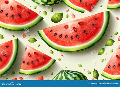 Seamless Watermelons Pattern. Background with Watercolor Watermelon ...