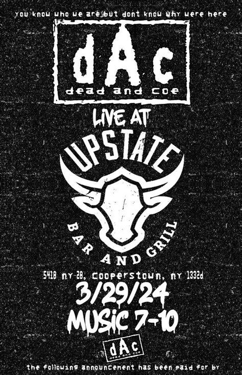 Dead And Coe: Dead And Live At Upstate, Upstate Bar and Grill ...
