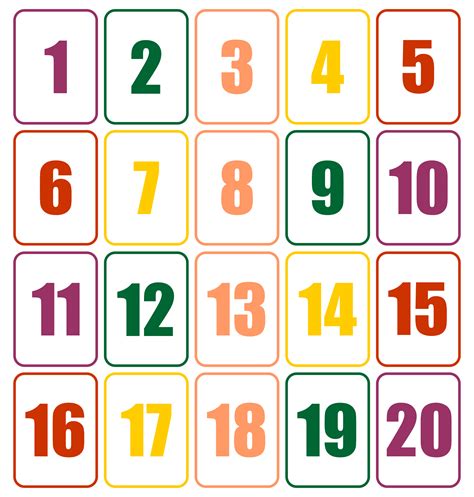 1-20 Printable Numbers