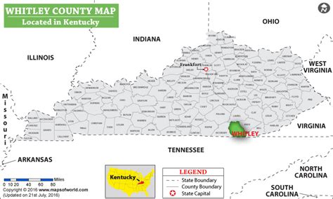 Whitley County Map, Kentucky