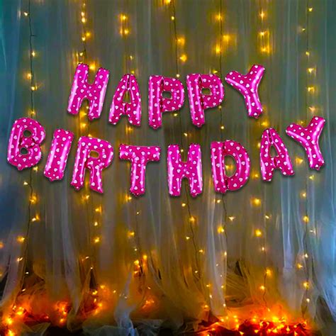 Party Propz Pink Happy Birthday Decoration Kit -2Pcs Set HBD Foil ...
