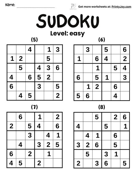 Free Easy Sudoku Puzzles Printable Kids