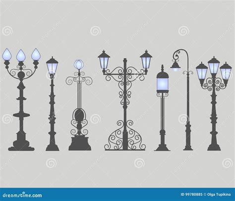 14+ Free Shiny Street Lamps Background Design Vector Set