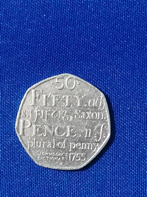 Rare Fifty Pence 50p Coin Saxon Plural of Penny 2005 Johnsons Dictionary... | eBay UK