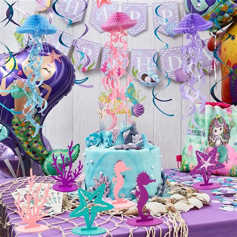 Jellyfish Honeycomb Decorations - Jelly Fish Paper Lanterns and Mermaid ...