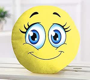 Kesar Enterprises Velvet Fabric Soft Toys Emoji & Smiley Cushion, 14x14 ...