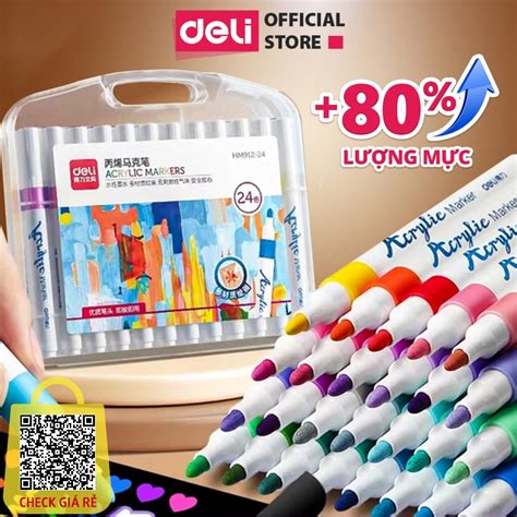 Bút Sơn Acrylic Marker Deli THÊM 80% MỰC 12/24/36/48/64 Màu Tô Trên Mọi ...