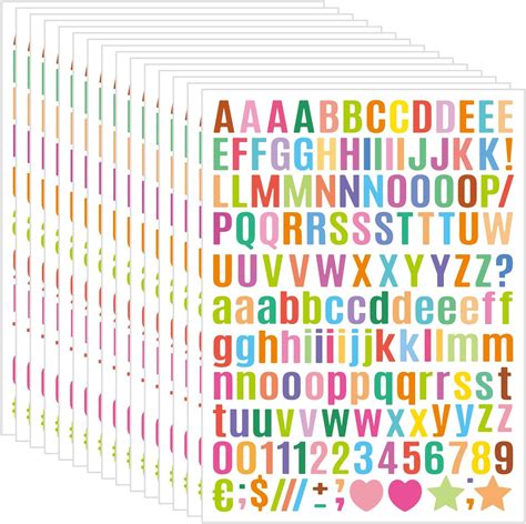 Amazon.com: 12 Color Colored Letter Stickers - 2 Inch+1 Inch Large Self ...