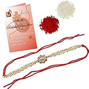 Lucky Jewellery Designer Fancy Traditional Rakhi Gold Plated Red Thread ...