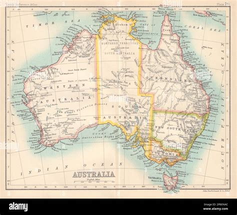 Australia. BARTHOLOMEW 1898 old antique vintage map plan chart Stock Photo - Alamy - map of australia vintage
