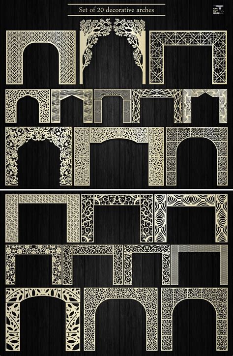 Buy Set of 20 Vector Arches With Abstract and Floral Patterns. Dxf. AI ...