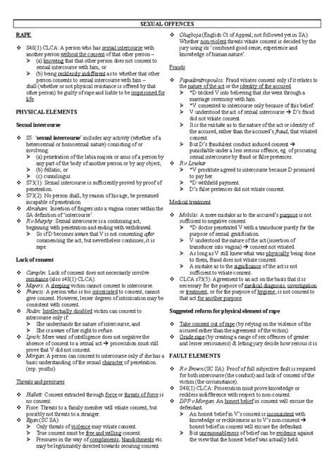 Law of Crime 5: Overview of Sexual Offences and Legal Elements - Studocu