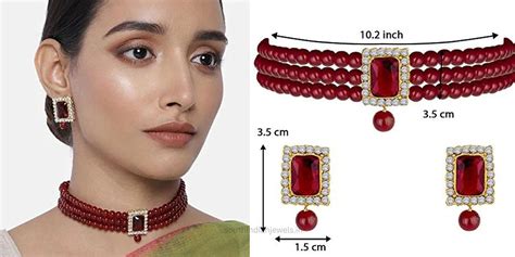 Red Choker Necklace With Earrings