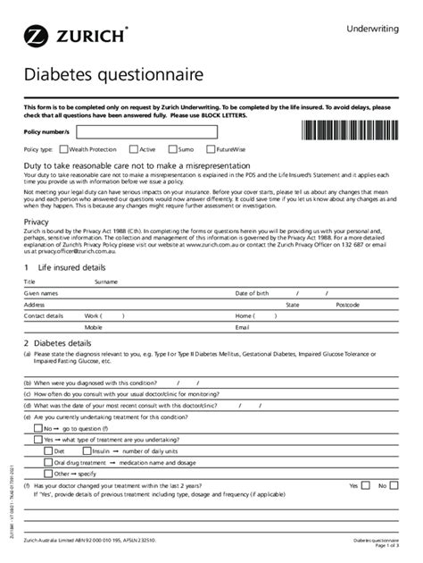 Fillable Online Diabetes Questionnaire Fax Email Print - pdfFiller
