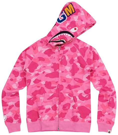 Buy BAPE ABC Camo Shark Full Zip Hoodie 'Pink' - 1I80 115 011 PINK | GOAT