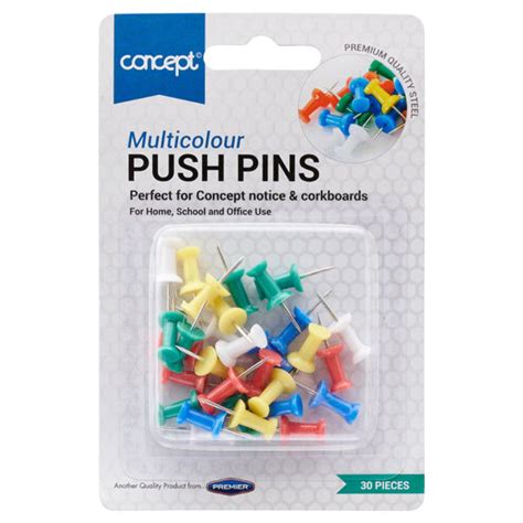 Concept Multicolour Push Pins - Pack of 30 | Buy Online at Stationery Shop
