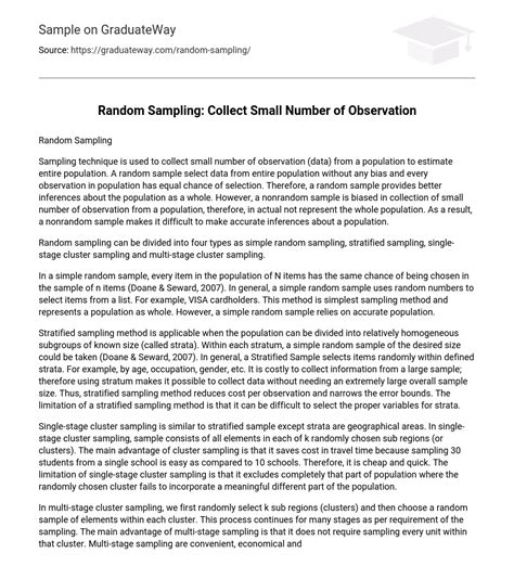 Image result for Random Sampling Example Essay