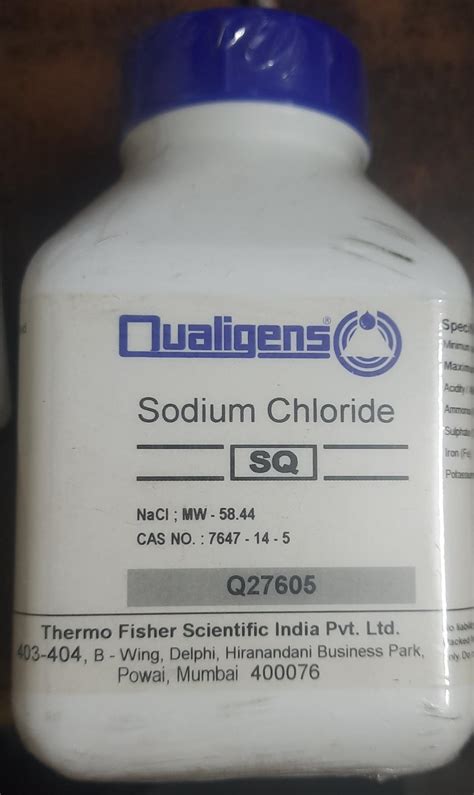 Sodium Chloride powder 500 GM. QUALIGENS SQ GRADE 99.5% : Amazon.in ...