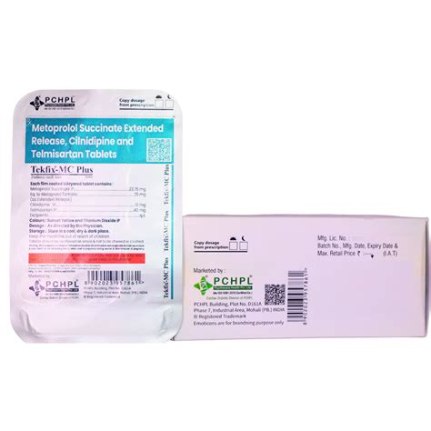 Tekfix MC Plus (Metoprolol Succinate (ER) Clinidipine & Telmisartan ...