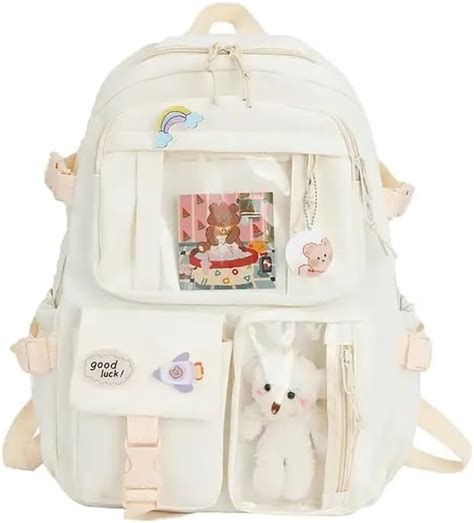 EZ Living 1pcs white school cute backpacks for student femail laptop ...