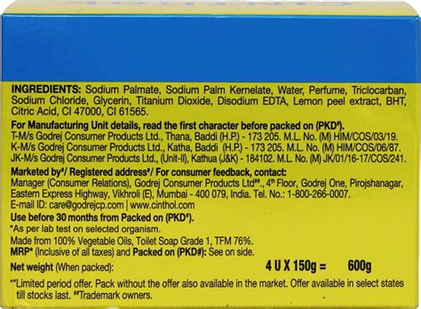 Buy GODREJ CINTHOL LIME REFRESHING DEO SOAP, PACK OF 4X150G Online ...