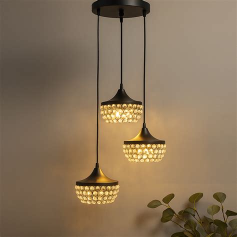 3-lights Round Cluster Chandelier Crystal hanging goblet Pendant Light ...