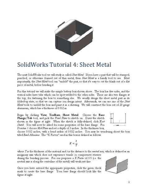 SolidWorks Sheet Metal Tutorial 的图像结果