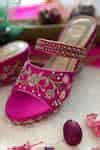 Buy Fuchsia Embroidery Floral Wedges by Modanta Footwear Online at Aza ...
