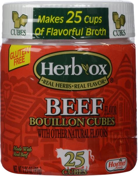 Amazon.com : Herb Ox Beef Bouillon Cubes - 25 Cubes - Gluten Free ...