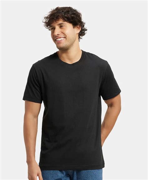 Buy Super Combed Cotton Rich Round Neck Half Sleeve T-Shirt - Black ...