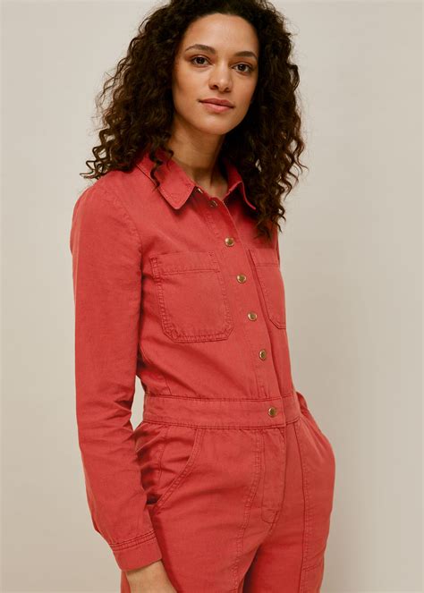 Dark Pink Gabby Denim Jumpsuit | WHISTLES | Whistles UK