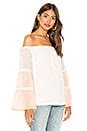 1. STATE Off Shoulder Colorblock Top in Antique White | REVOLVE