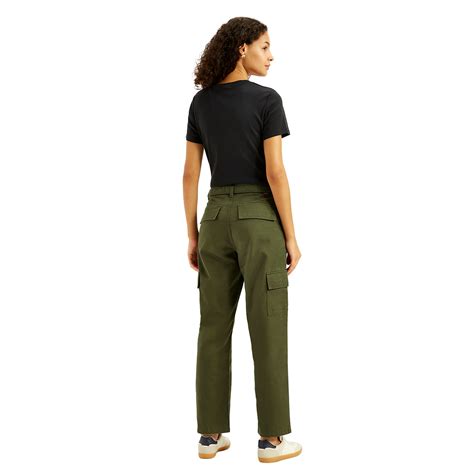 Women's Mid Rise Olive Regular Fit Cargo Trousers – Levis India Store