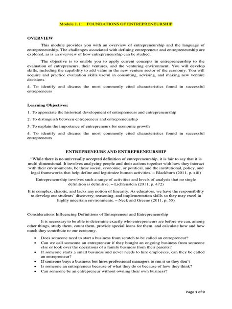 Introduction to Entrepreneurship Module PDF 的图像结果