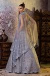 Buy Blue Net Mirrors, Embroidery, Diamonds Scoop Neck And Thread Blouse ...