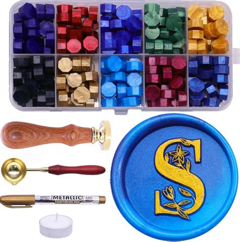 Amazon.com: SWANGSA Initial Alphabet S Wax Seal Stamp Kit, Elegant ...
