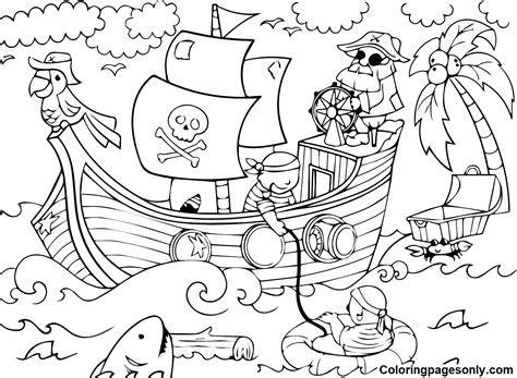 Pirate Ship Coloring Pages