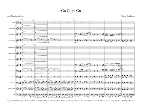 Go Cubs Go (arr. Jonathan Sweet) by Steve Goodman Sheet Music for ...