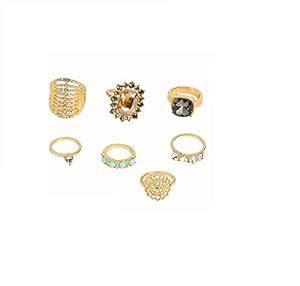 Buy PRERO Combo Jewellery Rings of Oxidized Gold Color 7 Piece Designer ...