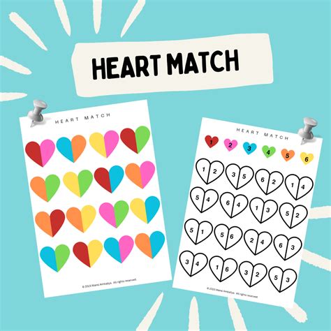 Heart Matching Worksheets For Kids (Digital Download )