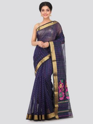 Buy PinkLoom Women's Cotton Silk Saree With Unstitched Blouse Piece ...