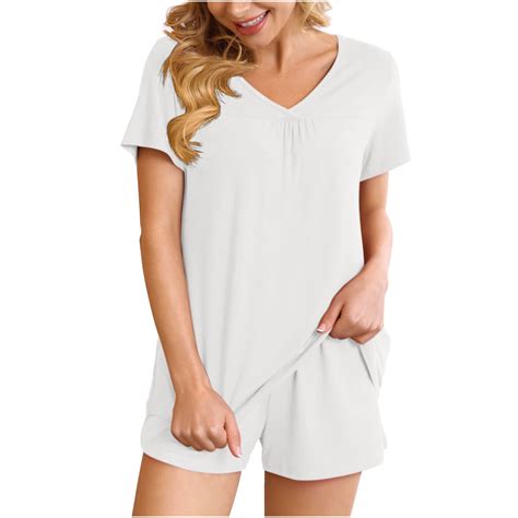 Womens Pajama Sets Shorts Summer Short Sleeve Soft Pj Set Ladies ...