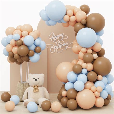 Buy RUBFAC 156pcs Brown Coffee Blue Balloon Garland Arch Kit with Boho ...