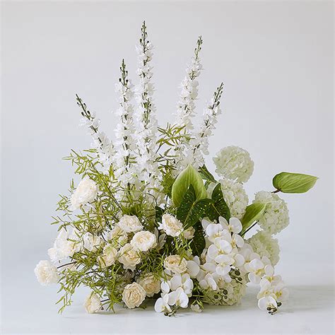 Elegant White & Green Floor Floral Arrangement | Luxury Faux Flowers ...