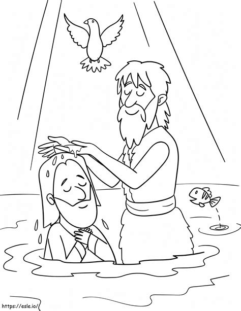 Jesus Getting Baptized Coloring Page