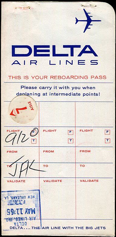 DELTA AIR LINES BOARDING PASS