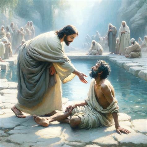 Christian Art: "healer of Bethesda." Downloadable Christian Art of Jesus Christ Healing the Lame ...