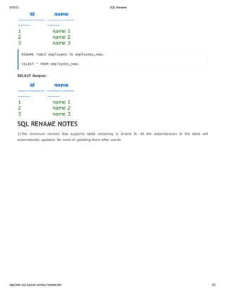 Add Rename Drop in DBMS Query 的图像结果