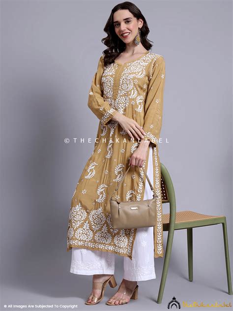 Ellie Muslin Chikankari Straight Kurti – Elegant & Trending Kurta Online