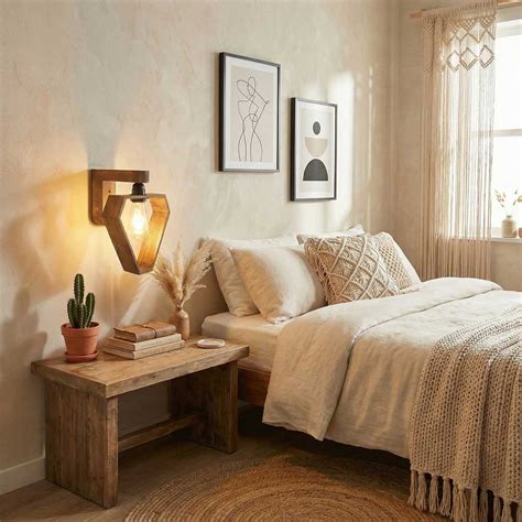 Hexad Brown Wooden - Wall Light